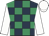 Dark blue and emerald green check, white sleeves and cap