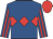 Royal blue, red triple diamond, striped sleeves, red cap