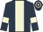 Dark blue, beige stripe and armlets, hooped cap