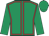 Emerald green, red seams, emerald green sleeves and cap