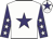 White, purple star, purple sleeves, white stars, white cap, purple star