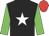 Black, white star, green sleeves, red cap