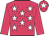 Cerise, white stars, cerise sleeves, cerise cap, white star
