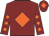 Maroon, orange diamond, diamonds on sleeves, maroon cap, orange diamond