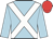 Light blue, white cross belts, red cap
