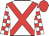 White body, red cross belts, red and white checked sleeves, red cap