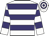 White body, purple hooped, white arms, purple hooped, white cap, purple hooped