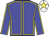 Blue body, yellow seams, blue arms, yellow seams, white cap, yellow star
