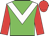 Green body, white chevron, red arms, red cap