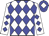 White, blue diamonds, blue cap, white diamond