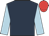 Dark blue body, light blue arms, red cap