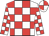 White body, red checked, white arms, red checked, white cap, red quartered