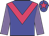 Blue body, rose chevron, mauve arms, blue cap, rose star
