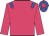 Rose body, blue epaulettes, rose arms, blue cap, rose star