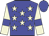 Blue body, beige stars, beige arms, blue armlets, blue cap