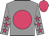 Grey body, rose disc, grey arms, rose stars, rose cap