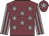 Garnet body, grey stars, grey arms, garnet striped, garnet cap, grey star