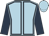light blue, dark blue seams, dark blue arms, light blue cap