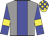 Grey body, big-blue stripe, big-blue arms, yellow armlets, yellow cap, big-blue checked
