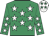 Emerald green, white stars, white cap, emerald green stars