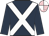 Dark blue, white cross sashes, white & pink quartered cap