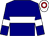 Navy blue, white hoop, white armlets, white cap, red hoop