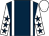 Dark blue, white braces, white sleeves, dark blue stars, white cap