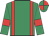 Emerald green, red braces, armlets, quartered cap