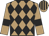 light brown & black diamonds, black armbands on light brown sleeves, striped cap