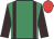 emerald green, brown braces and sleeves, red cap