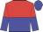 red and blue halved horizontally, halved sleeves, blue cap