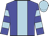blue, light blue stripe, light blue hoops on sleeves, light blue cap