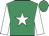 emerald green, white star, white sleeves