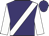 purple, white sash, white sleeves