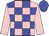 pink, blue checks, pink sleeves, blue cap
