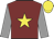 maroon, yellow star, grey sleeves, yellow cap