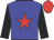 Blue, red star, black sleeves, red cap