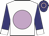 White, navy circle, lilac disc, navy sleeves, white cuffs, navy cap, lilac hoop