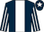 Dark blue, white stripe, striped sleeves and star on cap
