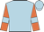 Light blue, orange sleeves, light blue armlets, light blue cap