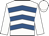 White, royal blue chevrons, white sleeves, white cap
