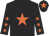 Black body, orange star, black arms, orange stars, black cap, orange star
