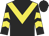 Black, yellow chevron, chevrons on sleeves