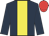 Dark blue, yellow panel, red cap