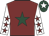 Maroon, dark green star, white sleeves, maroon stars, dark green cap, white star