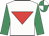 White, red inverted triangle, emerald green sleeves, white & emerald green quartered cap