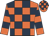 Orange & dark blue check, hooped sleeves, check cap