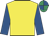 Yellow, royal blue sleeves, royal blue & emerald green quartered cap