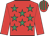 Red, emerald green stars, red sleeves, striped cap