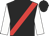 Black, red sash, white sleeves, black cap